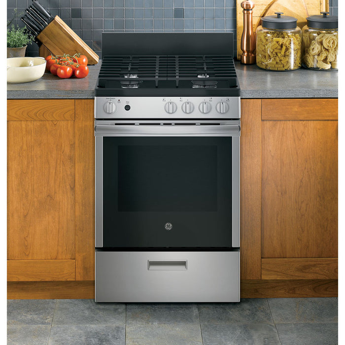 GE 24" Gas Slide-in Range With Removable Storage Drawer Stainless Steel - JCGAS640RMSS