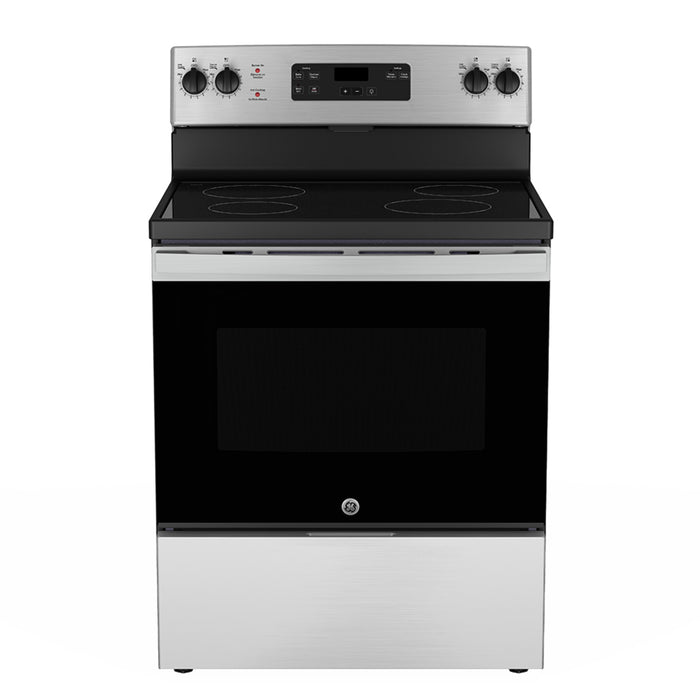 5.0 Cu. Ft. Free Standing Electric Standard Clean Range, Hi - Lo Broil, Dual Bake Element, Storage Drawer.