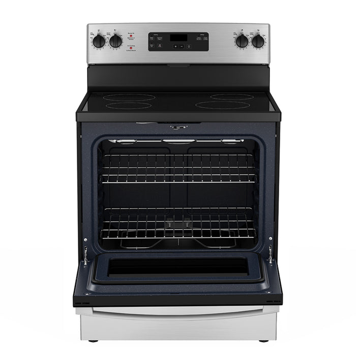 5.0 Cu. Ft. Free Standing Electric Standard Clean Range, Hi - Lo Broil, Dual Bake Element, Storage Drawer.