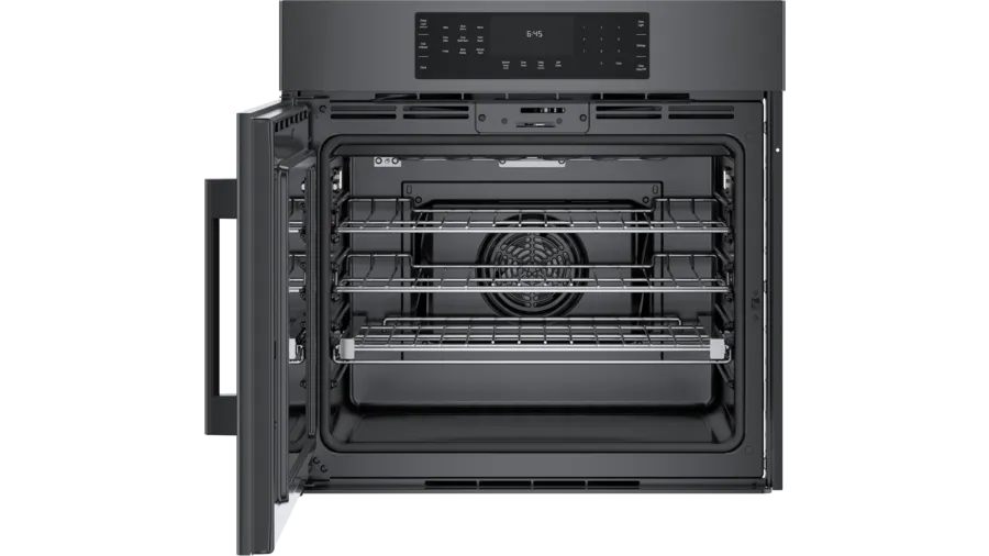 Bosch 800 Series Single Wall Oven 30'' Door Hinge: Left, Black Stainless Steel HBL8444LUC