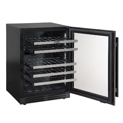 Marathon 24 inches built-in Black Steel Dual Zone Wine Cooler - MWC56-DBLS: A sleek and modern wine cooler with dual temperature zones for optimal wine storage.