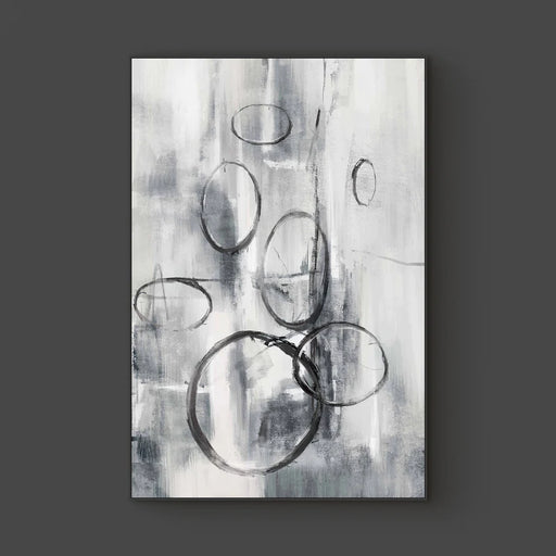 Orbit 1 Framed Canvas, 32x48 inches - 729AAB: Large abstract artwork on canvas with black frame.