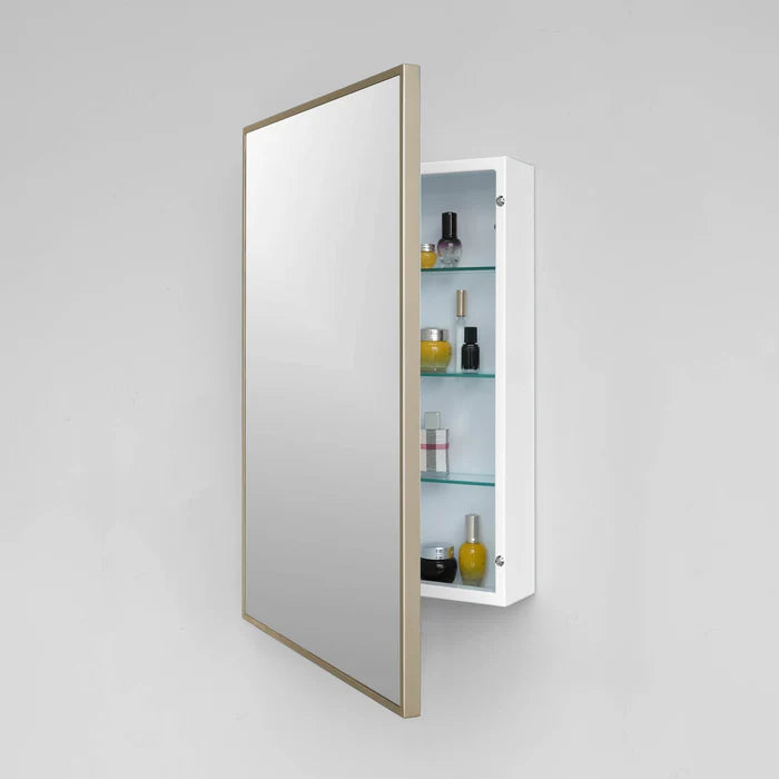 Madison Gold Medicine Cabinet, 22x28 inches, model 8802 in gold finish.