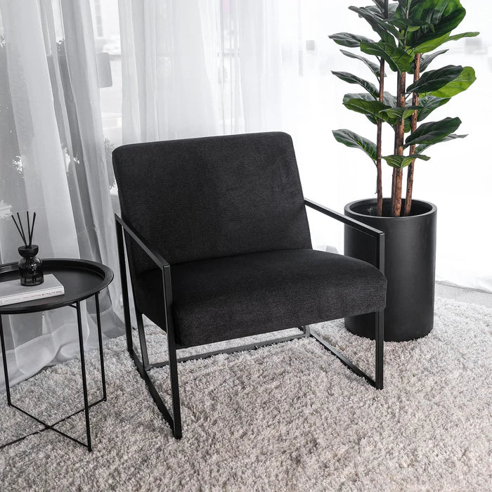 Ava Black Chenille Lounge Chair - BN-1425-BLACK