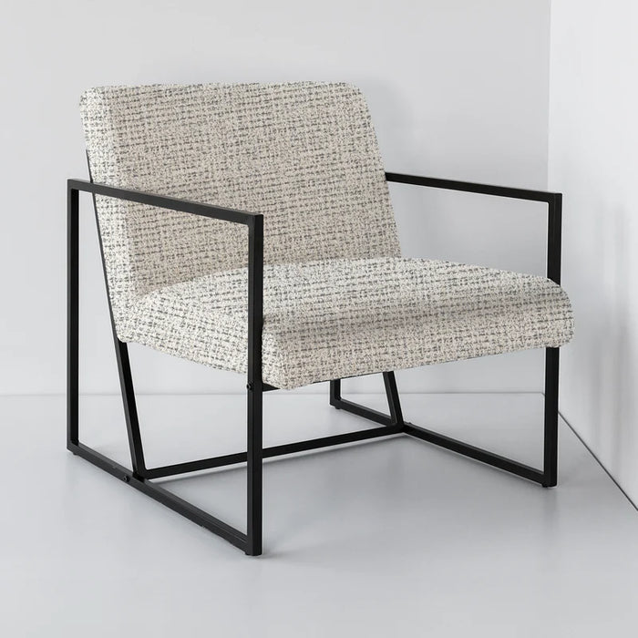 Ava Accent Chair Woven Fabric in Salt & Pepper color scheme.