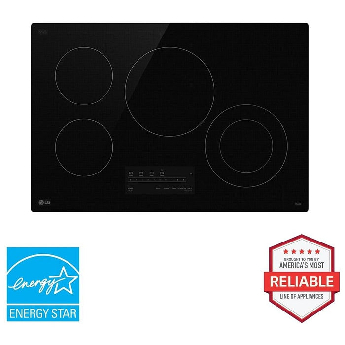 LG CBEW3013BE Electric Cooktop, 30 inch Exterior Width, 4 Burners, 2,500 W Highest Element, Black colour