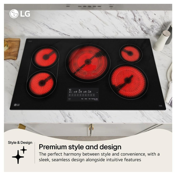 LG CBEW3017BE Electric Cooktop, 30 inch Exterior Width, 5 Burners, 3,200 W Highest Element, Black colour