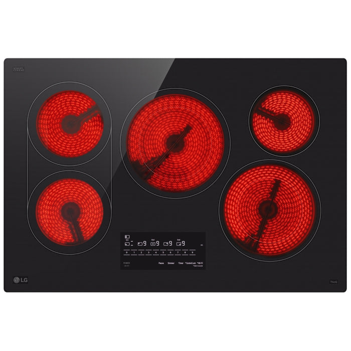 LG CBEW3017BE Electric Cooktop, 30 inch Exterior Width, 5 Burners, 3,200 W Highest Element, Black colour