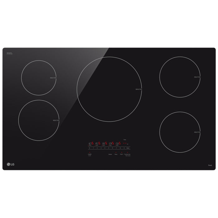 LG CBIH3613BE Induction Cooktop, 36 inch Exterior Width, 5 Burners, 4,300 W Highest Element, Black colour
