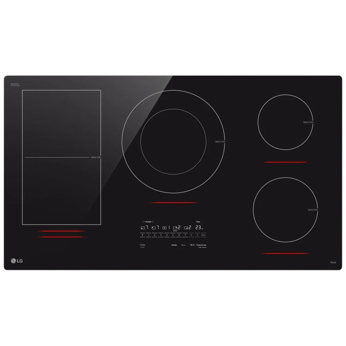 LG CBIH3617BE Induction Cooktop, 36 inch Exterior Width, 5 Burners, 5,000 W Highest Element, Black colour