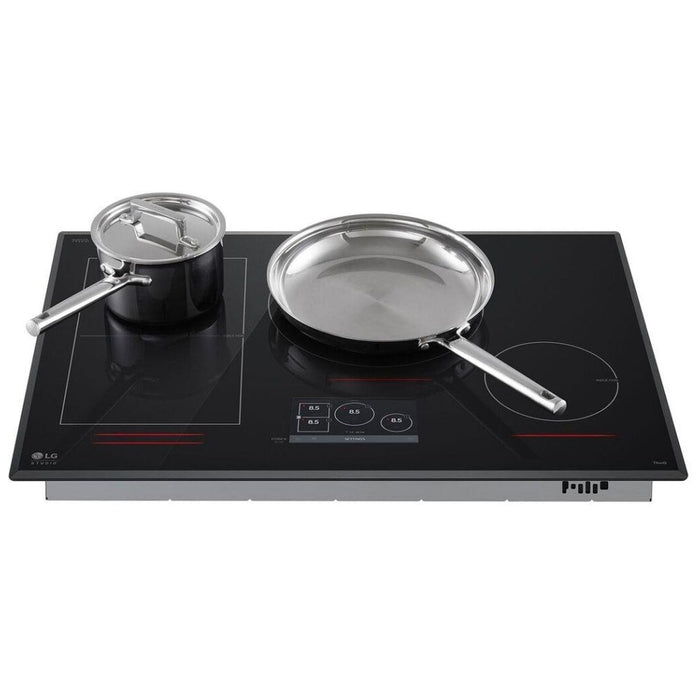 LG Studio CBIS3018BE Induction Cooktop, 30 inch Exterior Width, 4 Burners, 5,000 W Highest Element, Black colour Flexible Cooking Zone
