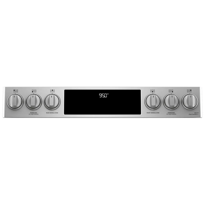 Cafe CC2S950P2MS1 Dual Fuel Range, 6.7 cu. ft. Capacity, 30 inch Exterior Width, Convection, 6 Burners, Air Fry, Self Clean, Double Oven, Stainless Steel colour Telescopic Gliding Extension Rack, Temperature Probe, Self Clean Racks