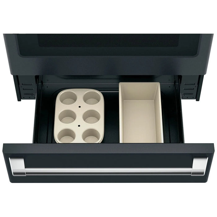 Cafe CCGS700P3MD1 Gas Range, 5.6 cu. ft. Capacity, 30 inch Exterior Width, Self Clean, True Convection, 6 Burners, Storage Drawer, Air Fry, 21,000 BTU Highest Burner, Matte Black colour True European Convection, Self Clean Racks