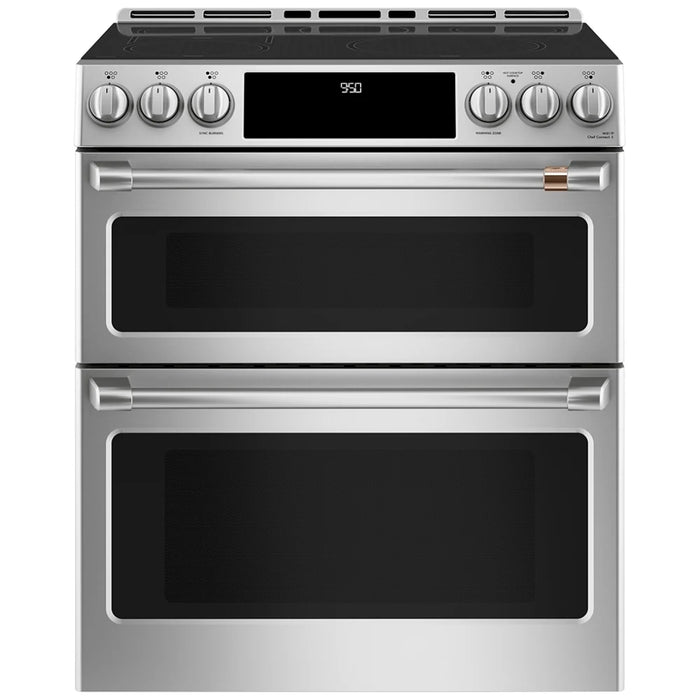 Cafe CCHS950P2MS1 Induction Range, 7 cu. ft. Capacity, 30 inch Exterior Width, True Convection, 5 Burners, Air Fry, Self Clean, Double Oven, 3,700 Watts Highest Burner Element, Stainless Steel colour True European Convection, Self Clean Racks