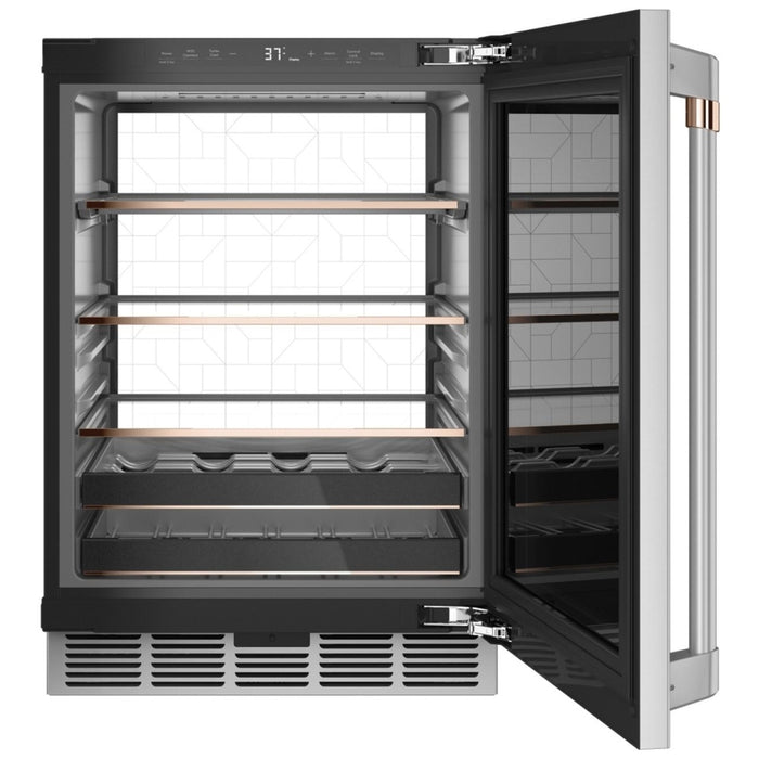 Cafe CCP06BP2PS1 Compact Beverage Center, 24 inch Width, ENERGY STAR Certified, Stainless Steel colour Smart Technology, Quick Space Shelf, LED Light Wall