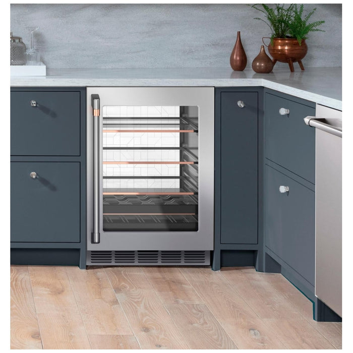 Cafe CCP06BP2PS1 Compact Beverage Center, 24 inch Width, ENERGY STAR Certified, Stainless Steel colour Smart Technology, Quick Space Shelf, LED Light Wall