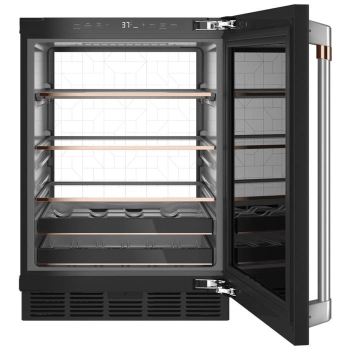 Cafe CCP06BP3PD1 Compact Beverage Center, 24 inch Width, ENERGY STAR Certified, Matte Black colour Smart Technology, Quick Space Shelf, LED Light Wall