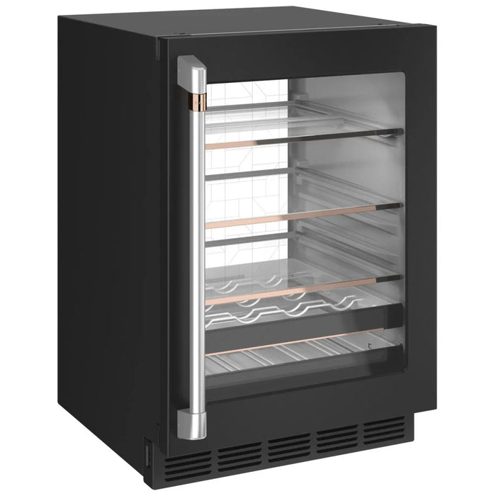 Cafe CCP06BP3PD1 Compact Beverage Center, 24 inch Width, ENERGY STAR Certified, Matte Black colour Smart Technology, Quick Space Shelf, LED Light Wall