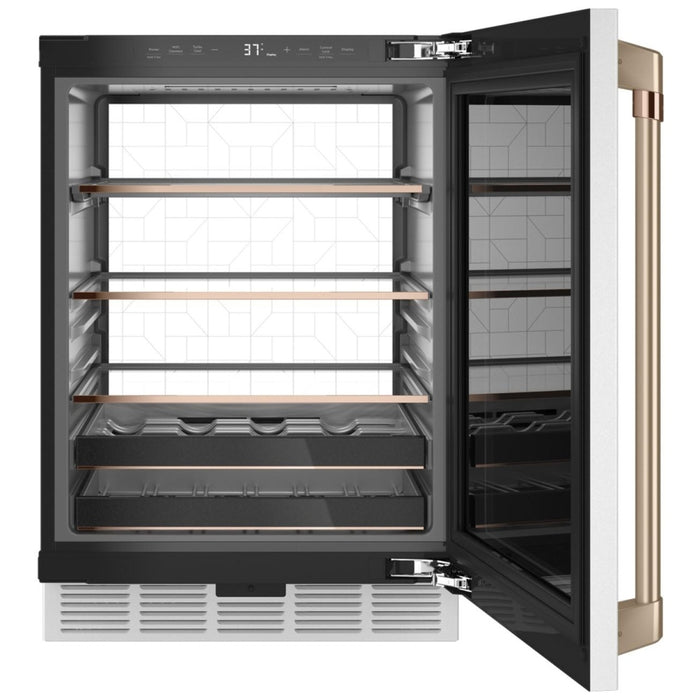 Cafe CCP06BP4PW2 Compact Beverage Center, 24 inch Width, ENERGY STAR Certified, Matte White colour Smart Technology, Quick Space Shelf, LED Light Wall, Electronic Control, Sabbath Mode