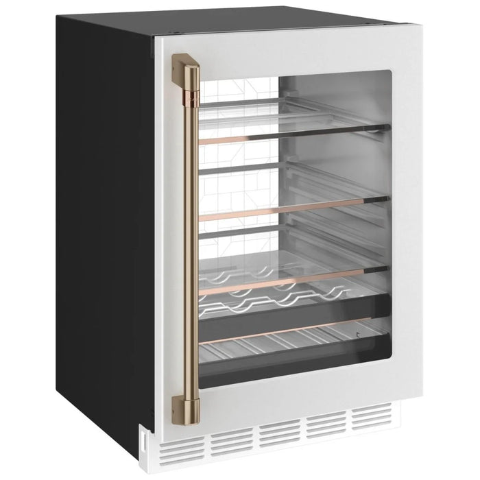 Cafe CCP06BP4PW2 Compact Beverage Center, 24 inch Width, ENERGY STAR Certified, Matte White colour Smart Technology, Quick Space Shelf, LED Light Wall, Electronic Control, Sabbath Mode