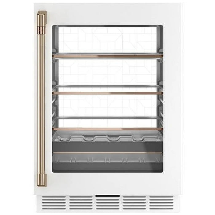 Cafe CCP06BP4PW2 Compact Beverage Center, 24 inch Width, ENERGY STAR Certified, Matte White colour Smart Technology, Quick Space Shelf, LED Light Wall, Electronic Control, Sabbath Mode