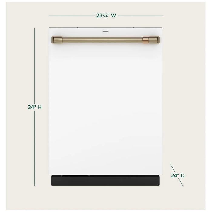 Cafe CDT888P4VW2 Dishwasher, 24 inch Exterior Width, 39 dB Decibel Level, Stainless Steel (Interior), 5 Wash Cycles, Up to 16, Hard Food Disposal, Wifi Enabled, Matt White colour