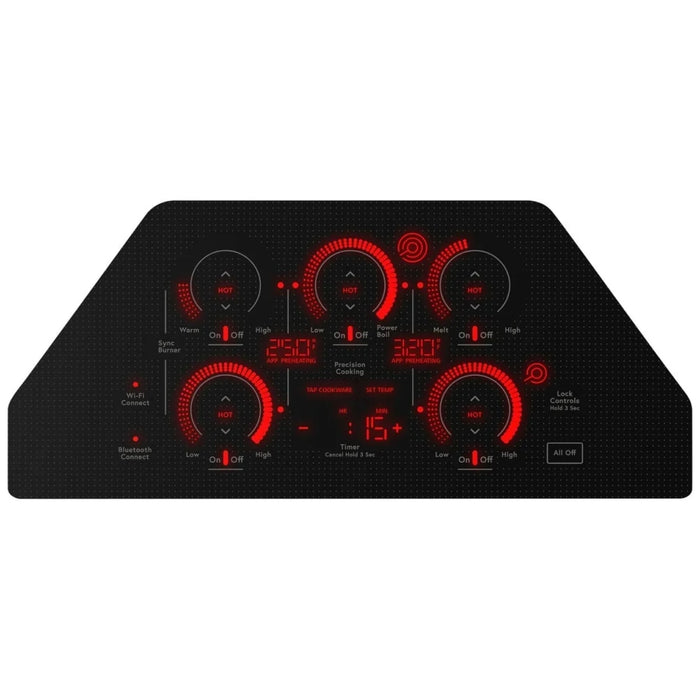 Cafe CEP90301TBB Electric Cooktop, 30 inch Exterior Width, 5 Burners, 3,000 Watts Highest Burner Element, Black colour Tri & Dual Ring Element, Synchronized Elements, Wi-Fi, Glide Touch Control