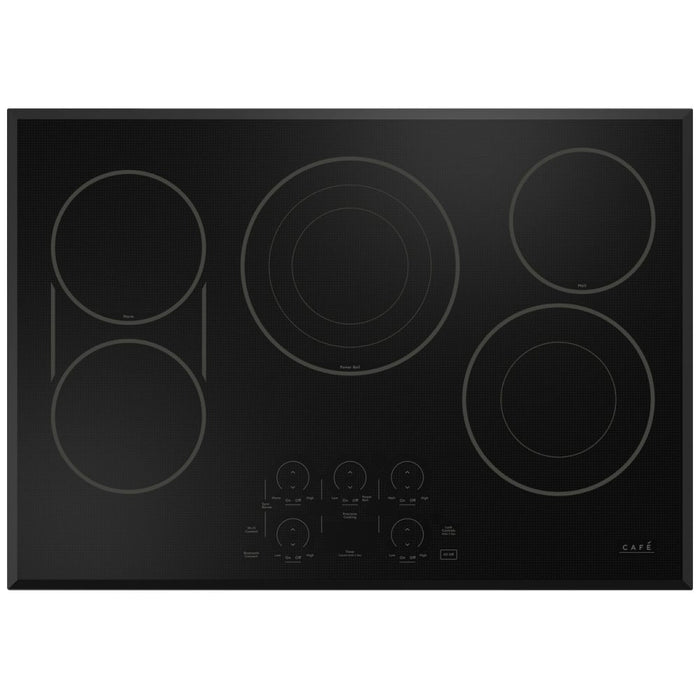 Cafe CEP90301TBB Electric Cooktop, 30 inch Exterior Width, 5 Burners, 3,000 Watts Highest Burner Element, Black colour Tri & Dual Ring Element, Synchronized Elements, Wi-Fi, Glide Touch Control