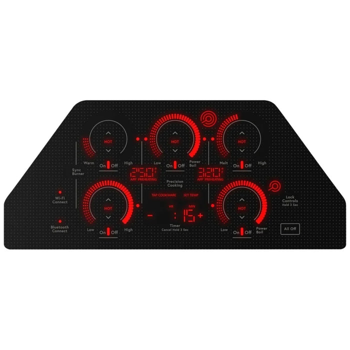 Cafe CEP90362TSS Electric Cooktop, 36 inch Exterior Width, 5 Burners, 3,600 Watts Highest Burner Element, Stainless Steel colour Touch-Control, Child Lock
