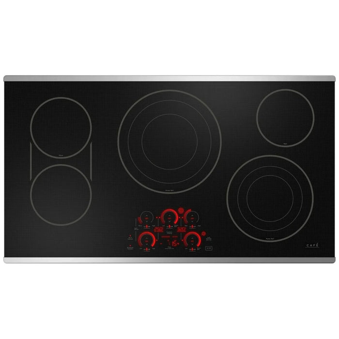 Cafe CEP90362TSS Electric Cooktop, 36 inch Exterior Width, 5 Burners, 3,600 Watts Highest Burner Element, Stainless Steel colour Touch-Control, Child Lock