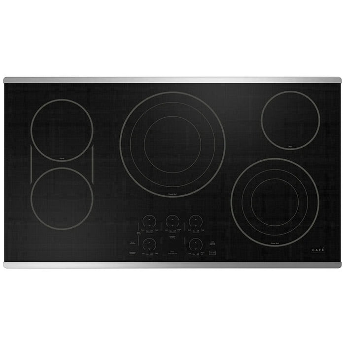 Cafe CEP90362TSS Electric Cooktop, 36 inch Exterior Width, 5 Burners, 3,600 Watts Highest Burner Element, Stainless Steel colour Touch-Control, Child Lock