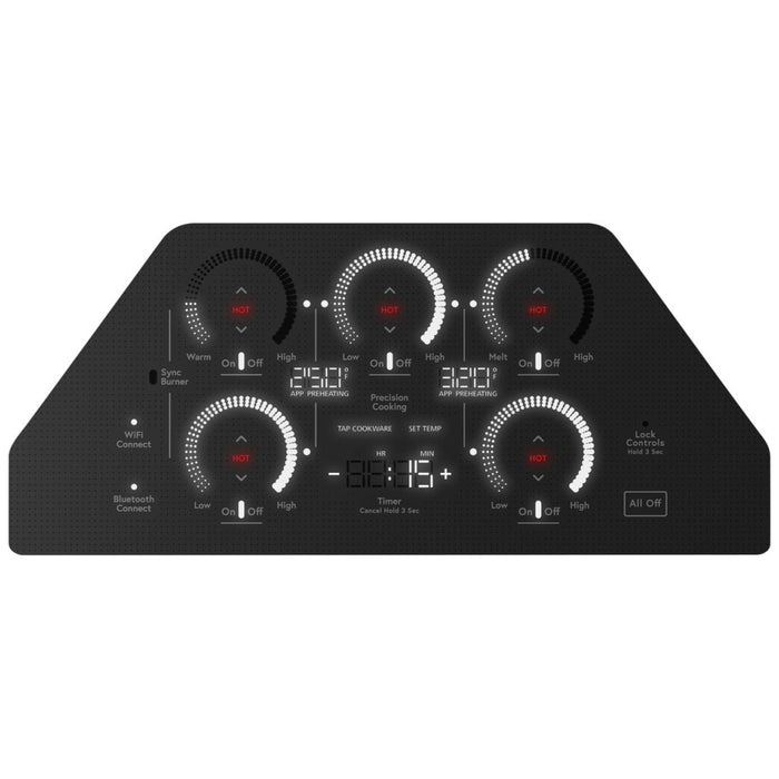 Cafe CHP90361TBB Induction Cooktop, 36 inch Exterior Width, 5 Burners, 3,700 Watts Highest Burner Element, Black colour