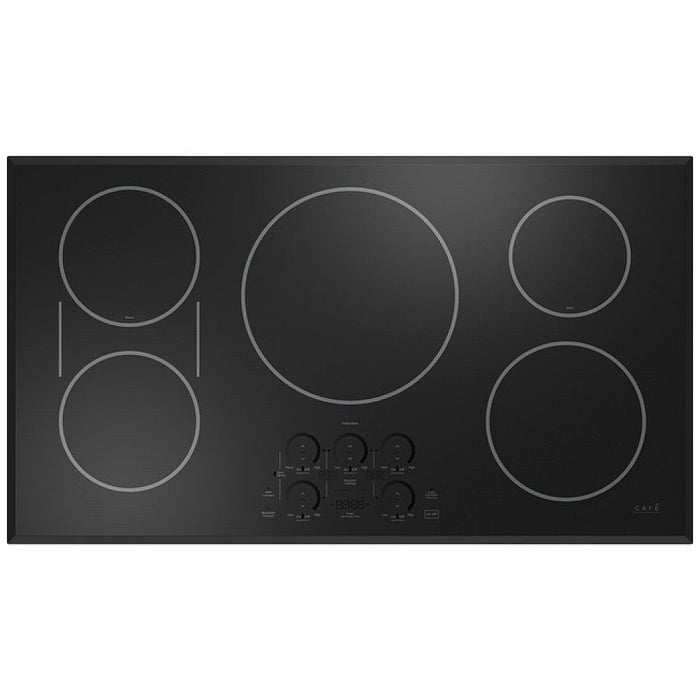 Cafe CHP90361TBB Induction Cooktop, 36 inch Exterior Width, 5 Burners, 3,700 Watts Highest Burner Element, Black colour