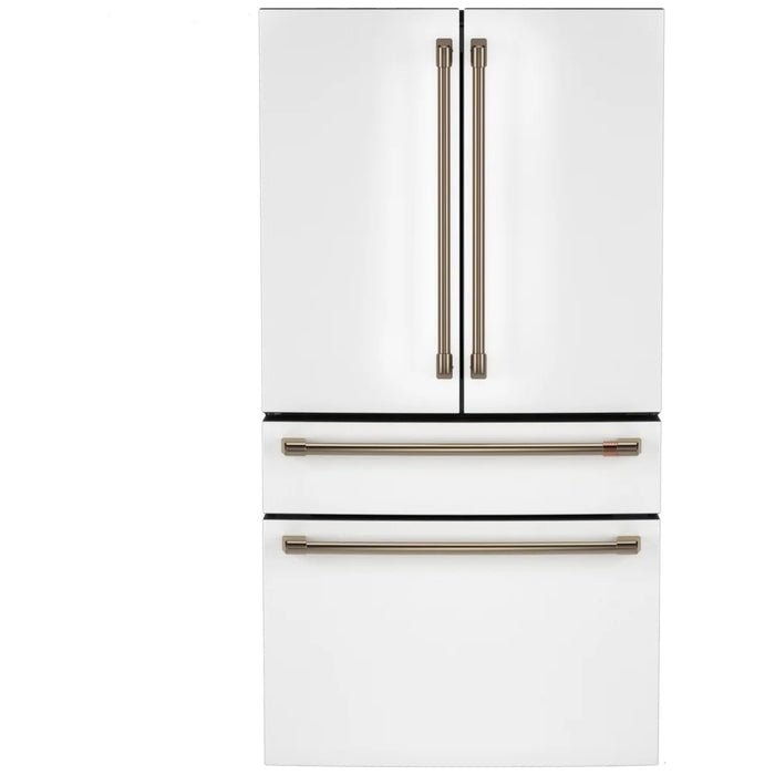 Cafe CJE23DP4WW2 Counter Depth French Door Refrigerator, 36 inch Width, ENERGY STAR Certified, 23.2 cu. ft. Capacity, Counter Depth, Water Dispenser (Interior), Ice Dispenser (Freezer Located), White colour, TwinChill™ evaporators