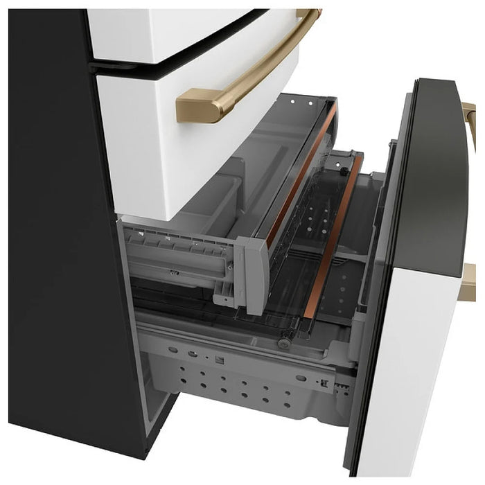 Cafe CJE23DP4WW2 Counter Depth French Door Refrigerator, 36 inch Width, ENERGY STAR Certified, 23.2 cu. ft. Capacity, Counter Depth, Water Dispenser (Interior), Ice Dispenser (Freezer Located), White colour, TwinChill™ evaporators