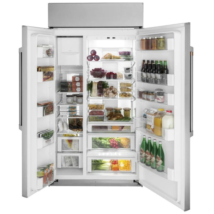Cafe CSB42WP2NS1 Side by Side Built In Refrigerator, 42 inch Width, Counter Depth, 25.2 cu. ft. Capacity, Ice Dispenser (Freezer Located), Stainless Steel colour
