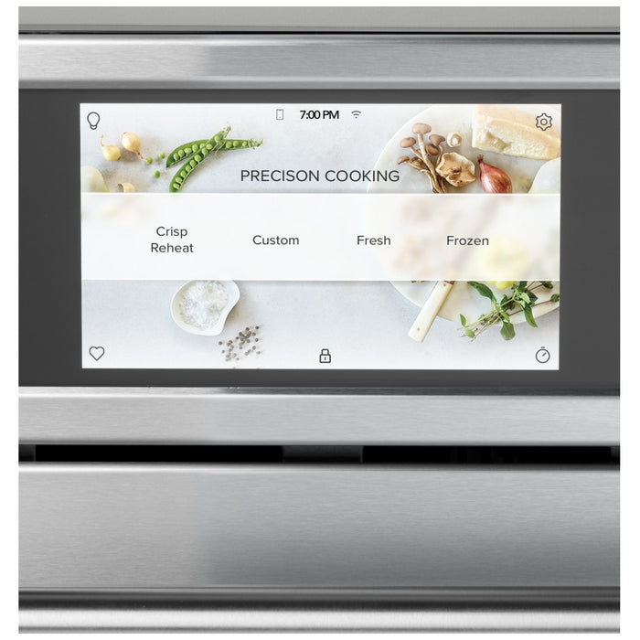 Cafe CSB913P3VD1 Single Wall Oven, 30 inch Exterior Width, 1.7 cu. ft. Capacity, 975 W Watts, Convection, Halogen , Stainless Steel Interior, Wifi Enabled, Matte Black colour