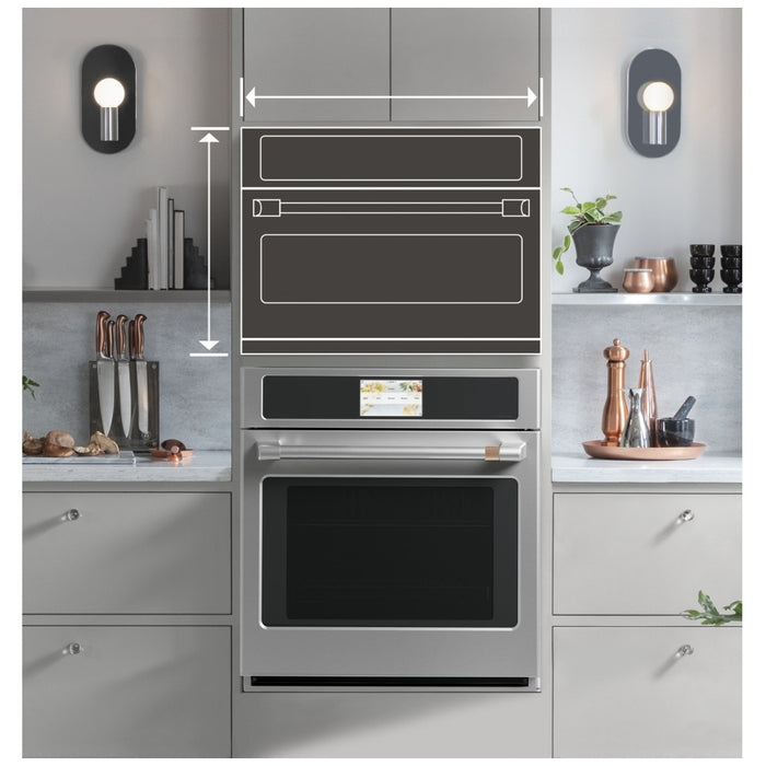 Cafe CSB913P3VD1 Single Wall Oven, 30 inch Exterior Width, 1.7 cu. ft. Capacity, 975 W Watts, Convection, Halogen , Stainless Steel Interior, Wifi Enabled, Matte Black colour