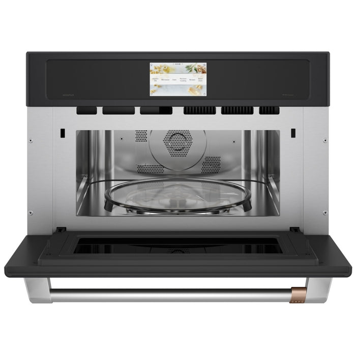 Cafe CSB913P3VD1 Single Wall Oven, 30 inch Exterior Width, 1.7 cu. ft. Capacity, 975 W Watts, Convection, Halogen , Stainless Steel Interior, Wifi Enabled, Matte Black colour