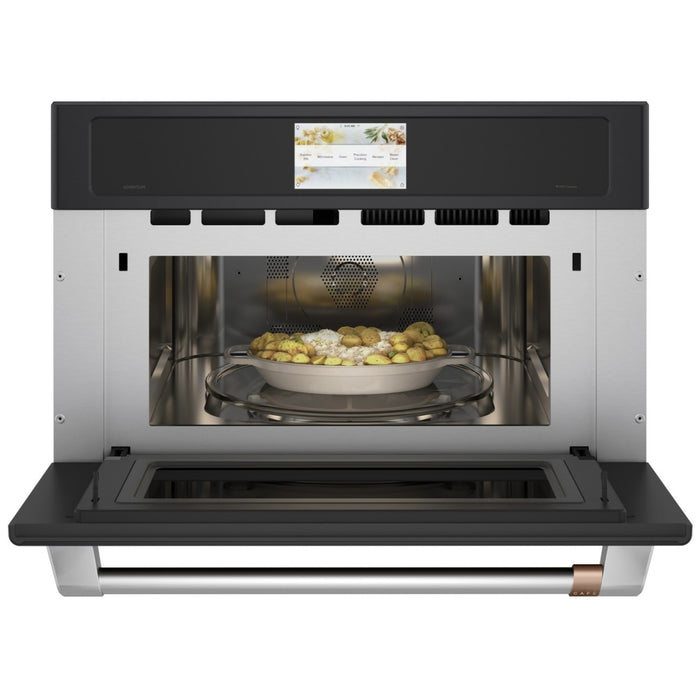 Cafe CSB913P3VD1 Single Wall Oven, 30 inch Exterior Width, 1.7 cu. ft. Capacity, 975 W Watts, Convection, Halogen , Stainless Steel Interior, Wifi Enabled, Matte Black colour