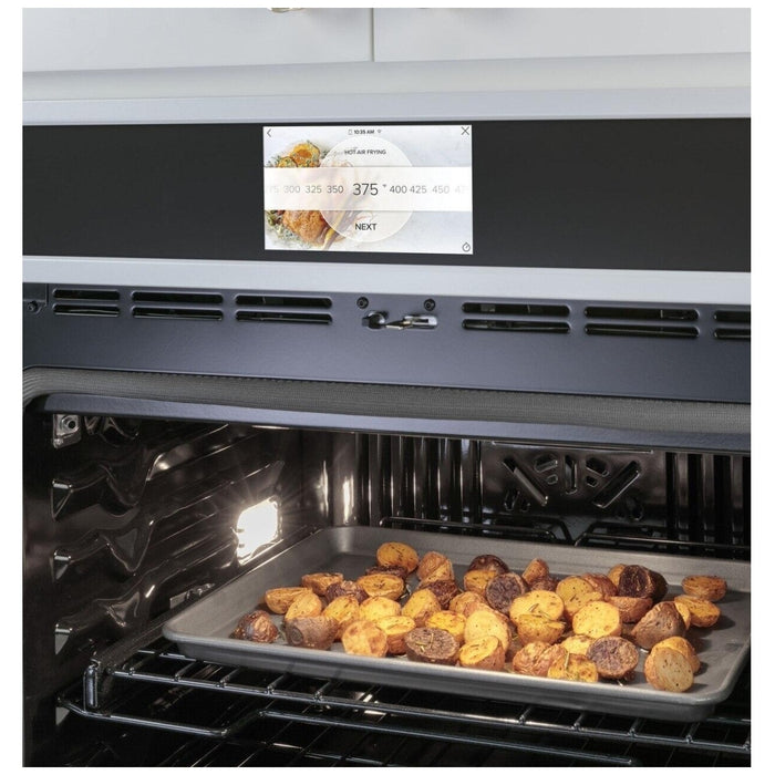 Cafe CTS90DP4NW2 Single Wall Oven, 30 inch Exterior Width, True Convection, Self Clean, 5 cu. ft. Capacity, Temperature Probe, Wifi Enabled, Air Fry, Matte White colour Air Fry, In-Oven Camera,Telescopic Gliding Extension Rack, Soft Close Door, Convection