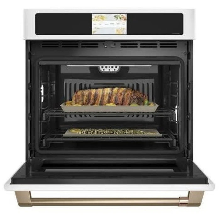 Cafe CTS90DP4NW2 Single Wall Oven, 30 inch Exterior Width, True Convection, Self Clean, 5 cu. ft. Capacity, Temperature Probe, Wifi Enabled, Air Fry, Matte White colour Air Fry, In-Oven Camera,Telescopic Gliding Extension Rack, Soft Close Door, Convection