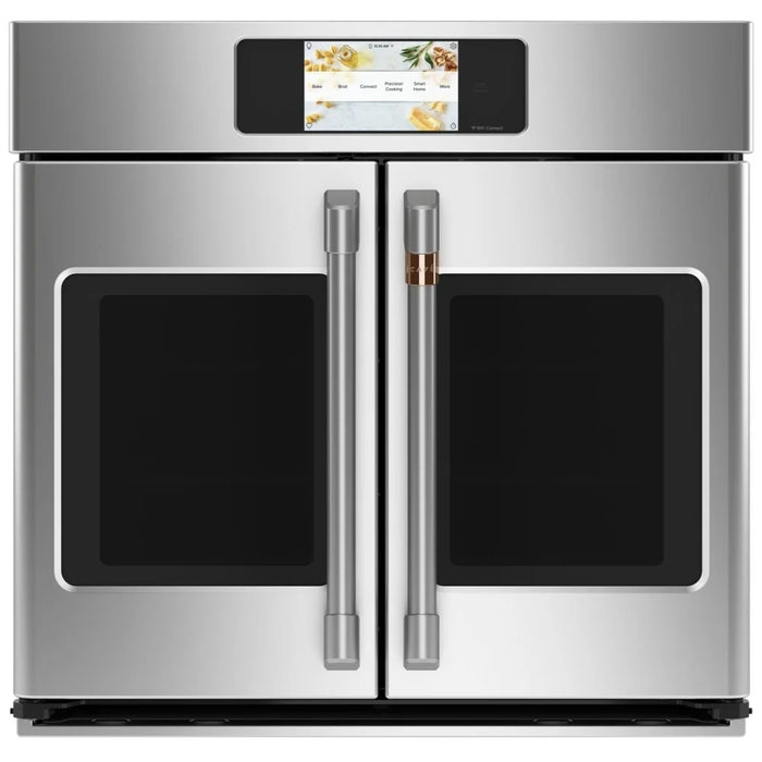 Cafe CTS90FP2NS1 Single Wall Oven, 30 inch Exterior Width, True Convection, Self Clean, 5 cu. ft. Capacity, Temperature Probe, Wifi Enabled, Air Fry, Stainless Steel colour Telescopic Gliding Extension Rack, True European Convection, Air Fry