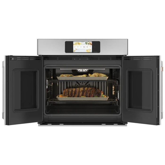 Cafe CTS90FP2NS1 Single Wall Oven, 30 inch Exterior Width, True Convection, Self Clean, 5 cu. ft. Capacity, Temperature Probe, Wifi Enabled, Air Fry, Stainless Steel colour Telescopic Gliding Extension Rack, True European Convection, Air Fry