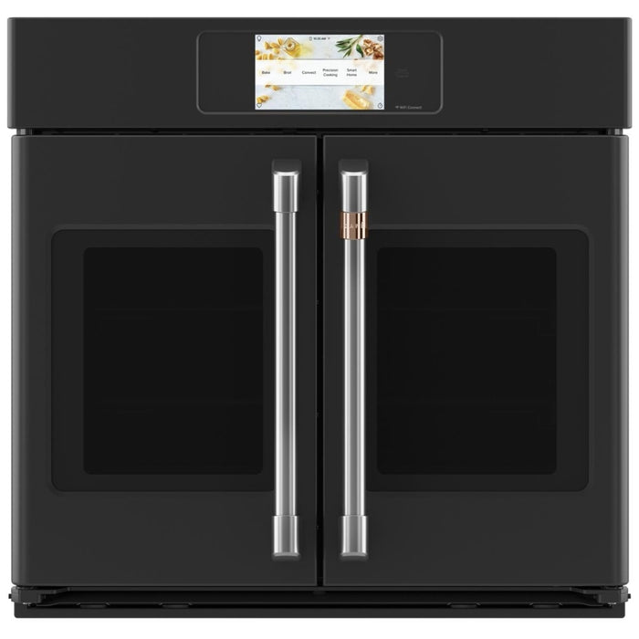 Cafe CTS90FP3ND1 Single Wall Oven, 30 inch Exterior Width, True Convection, Self Clean, 5 cu. ft. Capacity, Temperature Probe, Wifi Enabled, Air Fry, Matte Black colour True European Convection, Air Fry, Telescopic Gliding Extension Rack
