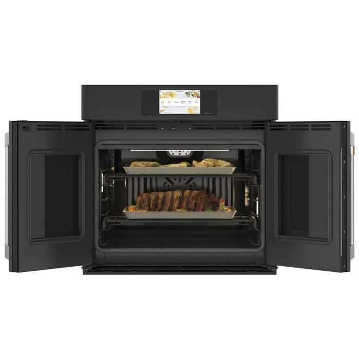 Cafe CTS90FP3ND1 Single Wall Oven, 30 inch Exterior Width, True Convection, Self Clean, 5 cu. ft. Capacity, Temperature Probe, Wifi Enabled, Air Fry, Matte Black colour True European Convection, Air Fry, Telescopic Gliding Extension Rack