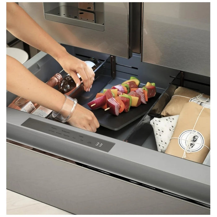 Cafe CVE28DP2NS1 French Door Refrigerator, 36 inch Width, ENERGY STAR Certified, 27.8 cu. ft. Capacity, Water Dispenser (Exterior), Ice Dispenser (Thru Door), Stainless Steel colour AutoFill