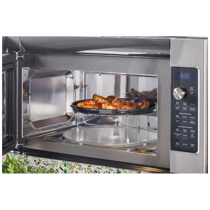 Cafe CVM517P3RD1 Over the Range Microwave, 30 inch Exterior Width, 1.7 cu. ft. Capacity, 300 CFM, Convection, 950 W Watts, Stainless Steel Interior, LED, Matte Black colour
