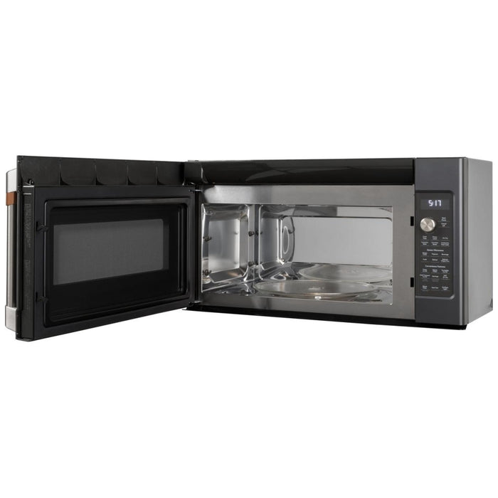 Cafe CVM517P3RD1 Over the Range Microwave, 30 inch Exterior Width, 1.7 cu. ft. Capacity, 300 CFM, Convection, 950 W Watts, Stainless Steel Interior, LED, Matte Black colour