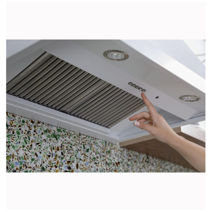 Cafe CVW93643PDS Range Hood, 36 inch Exterior Width, 4, 600 CFM, LED, 4, Matte Black colour Removable Filter, Built-In WiFi